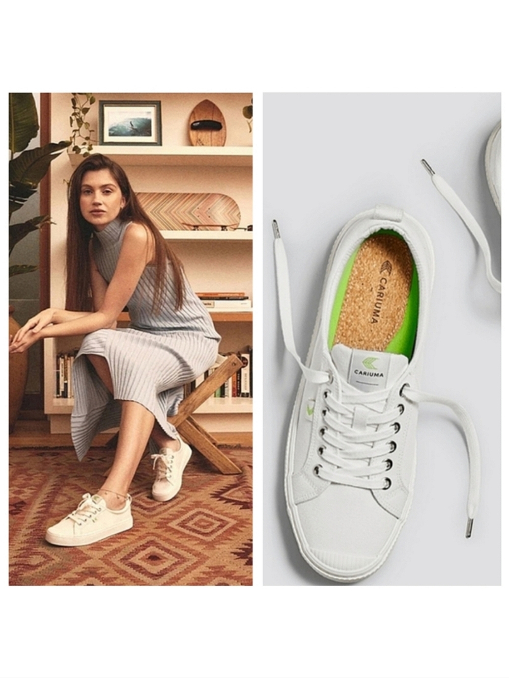 Cariuma OCA Low Off-White Canvas Sneaker Women 8.5 Men 7 Preppy Minimalist